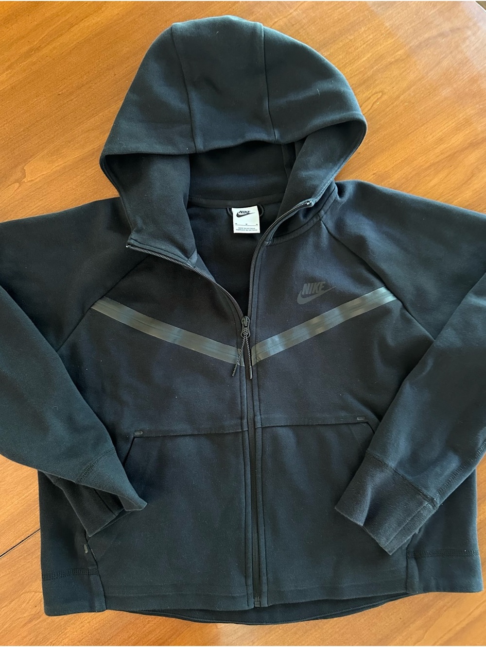 Nike Tech Fleece Cropped Full Zip Hoodie Jacket Black Women’s Medium
